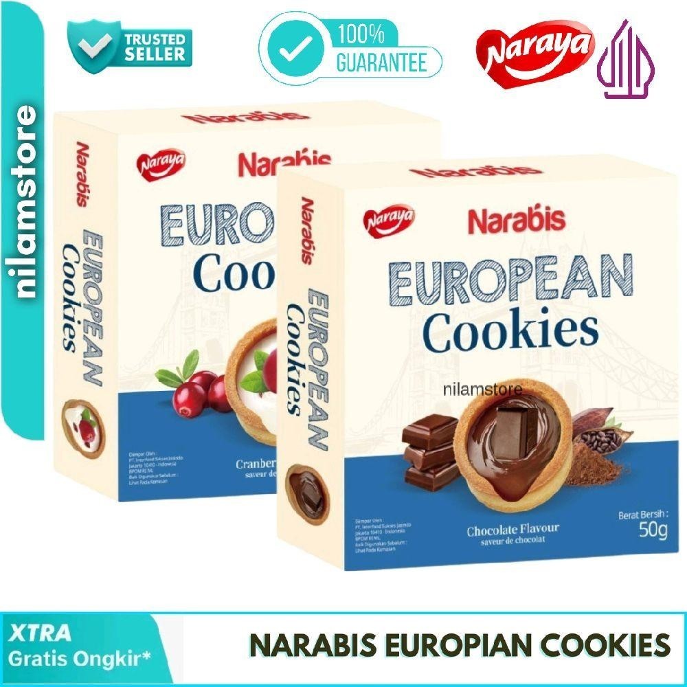 

NARABIS EUROPIAN COOKIES 50G/60G - NARABIS ENAAKK MURAH Cemilan Camilan Coklat Food