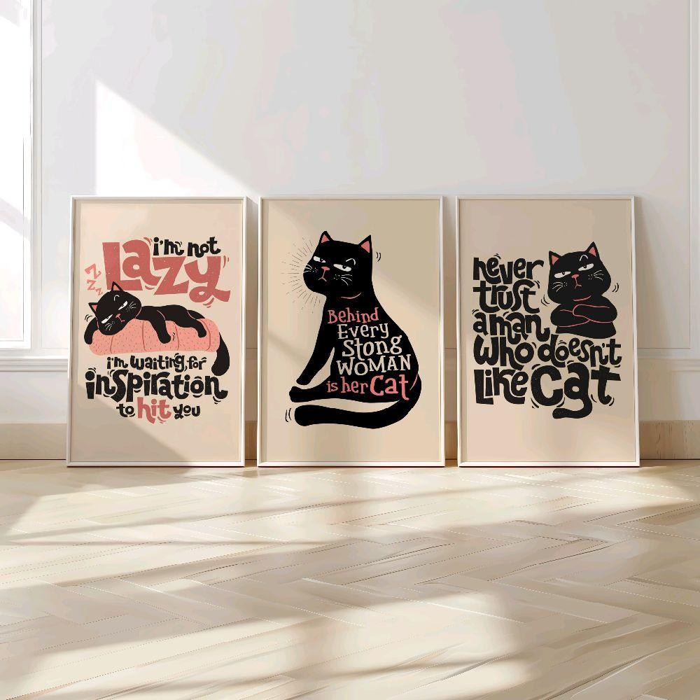 Hiasan Dinding Kucing Cat Quotes   Warna Hitam | Hiasan Dinding Dekorasi Kamar Gambar Binatang Kartu