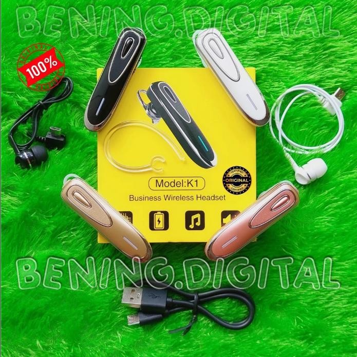 ORIGINAL K1 Wireless Bluetooth Best Seller Taiwan Headset earphone Bluetooth RANDOM Waktu Siaga Panj