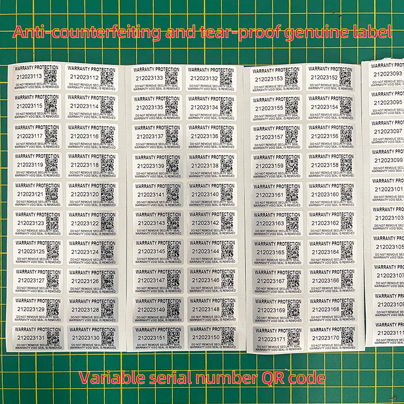 

100pcs Protective Warranty Stickers 30mm x 15mm Security Seal Tamper Resistant Variable Serial Number QR Code Sticker