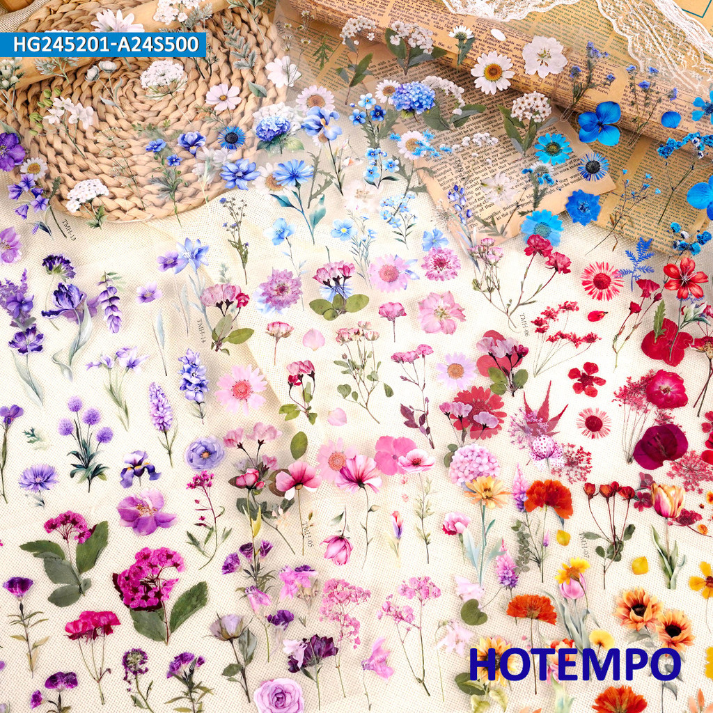 

PET Transparent Plant Flower Stickers, Planning Jorunal, Travel Notes Scrapbook, for DIY Creative Decoration, Funny Sticker Toys