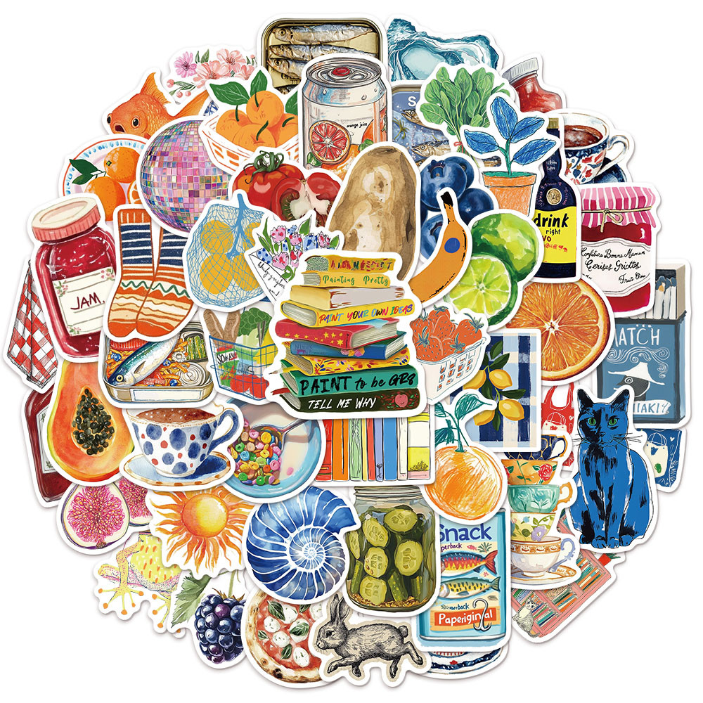 

50PCS Retro Furniture Animal Daily Necessities Graffiti Stickers Phone Cases Notebook Skateboarding Water Cup Stickers