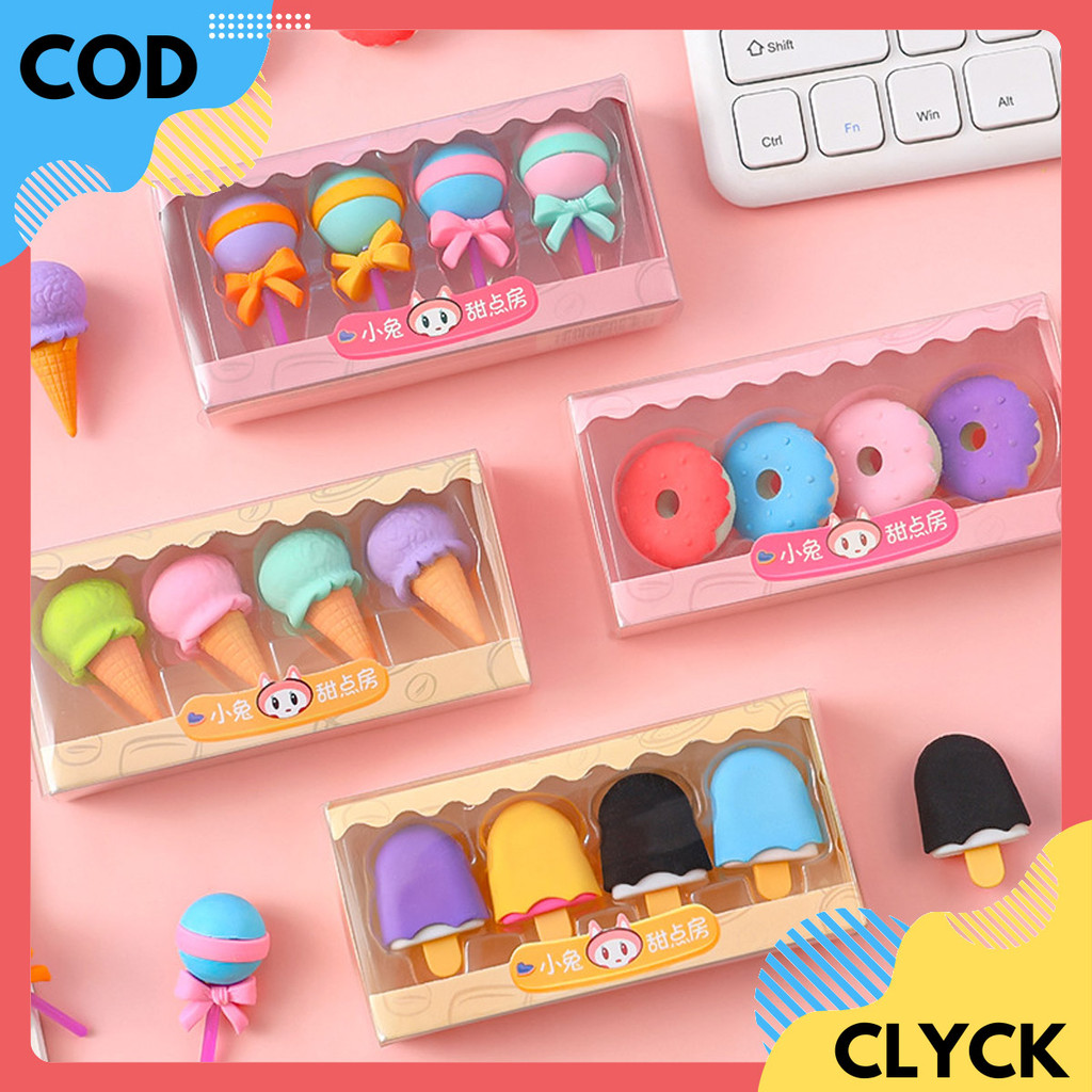 

CLYCK Penghapus Pensil Set 4 Pcs Karakter lucu Perlengkapan Alat Tulis Sekolah Anak ATK01