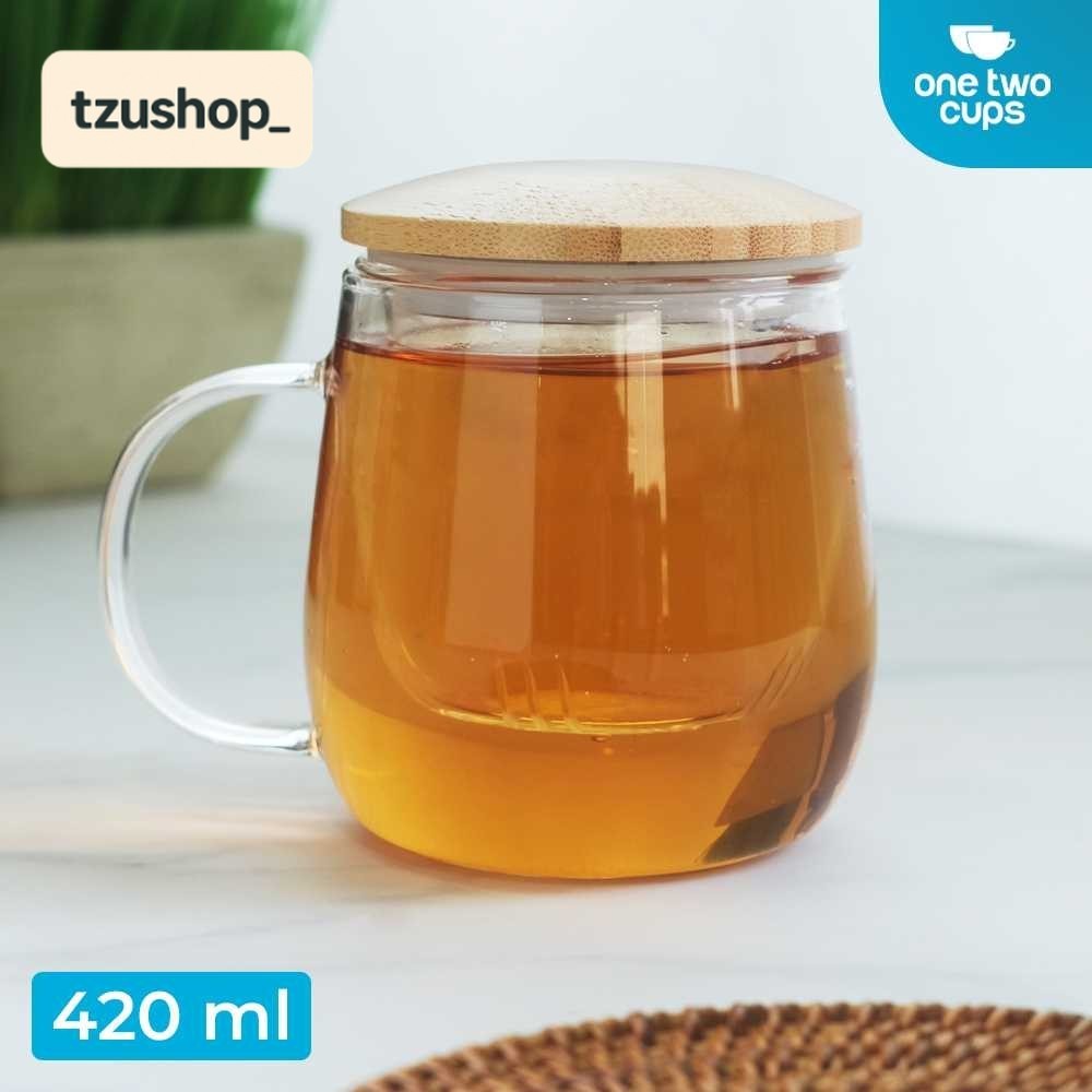 Cangkir Teh Saringan Kaca Tahan Panas Infuser Mug