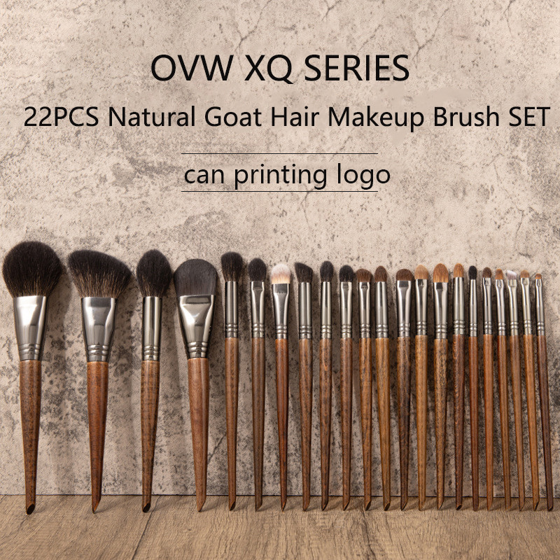 OVW Hot Sale Natural Goat Hair Makeup Brush Set  Goat Hair Eyeshadow Foundation Blush Brush for Prof
