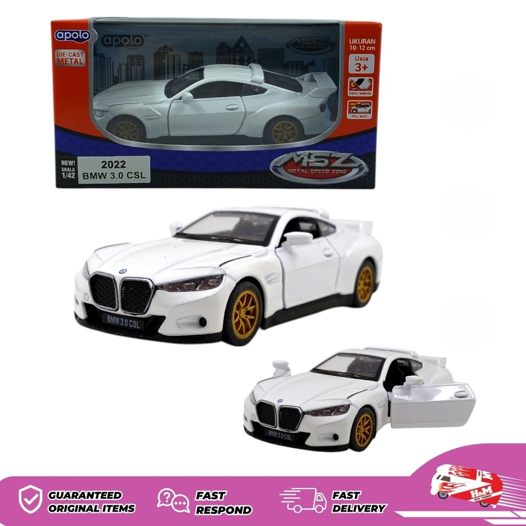Diecast Apolo MSZ 2022 BMW 3.0 CSL Putih Polos