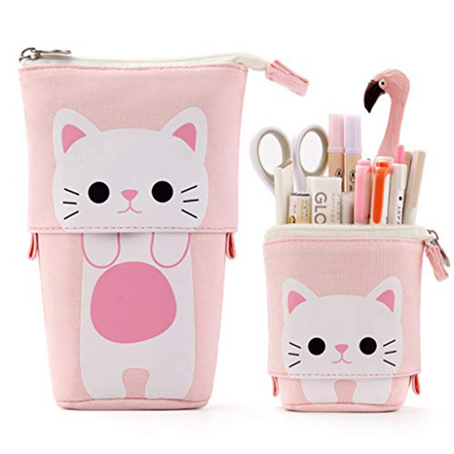 

Cute Large Capacity Retractable Pencil Case Kawaii Pen Box Girls Cosmetic Storage Bag Stationery School Office Supplies