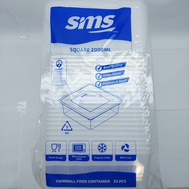 TEMPAT MAKANAN THINWALL KOTAK 2000ML