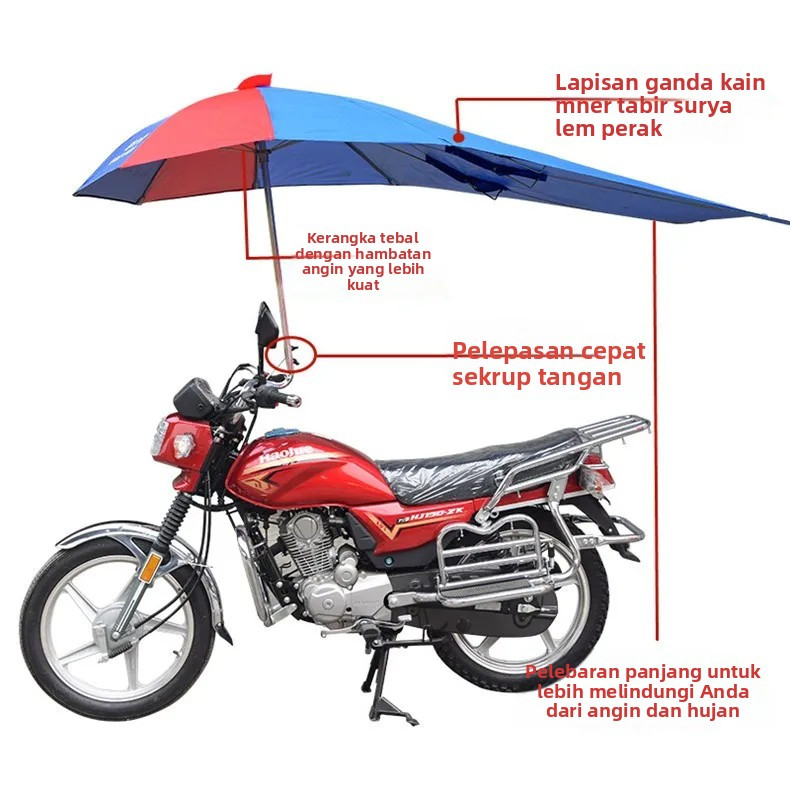 Payung sepeda motor Payung pelindung hujan pria tebal besar lipat baterai listrik sepeda roda tiga