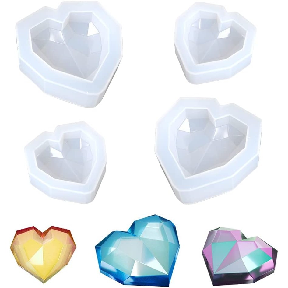 

1set 3pcs Diamond Heart Resin Mould Heart Silicone Mould 3D Heart Mould Heart Love Epoxy Resin Mould DIY Craft Home Decor