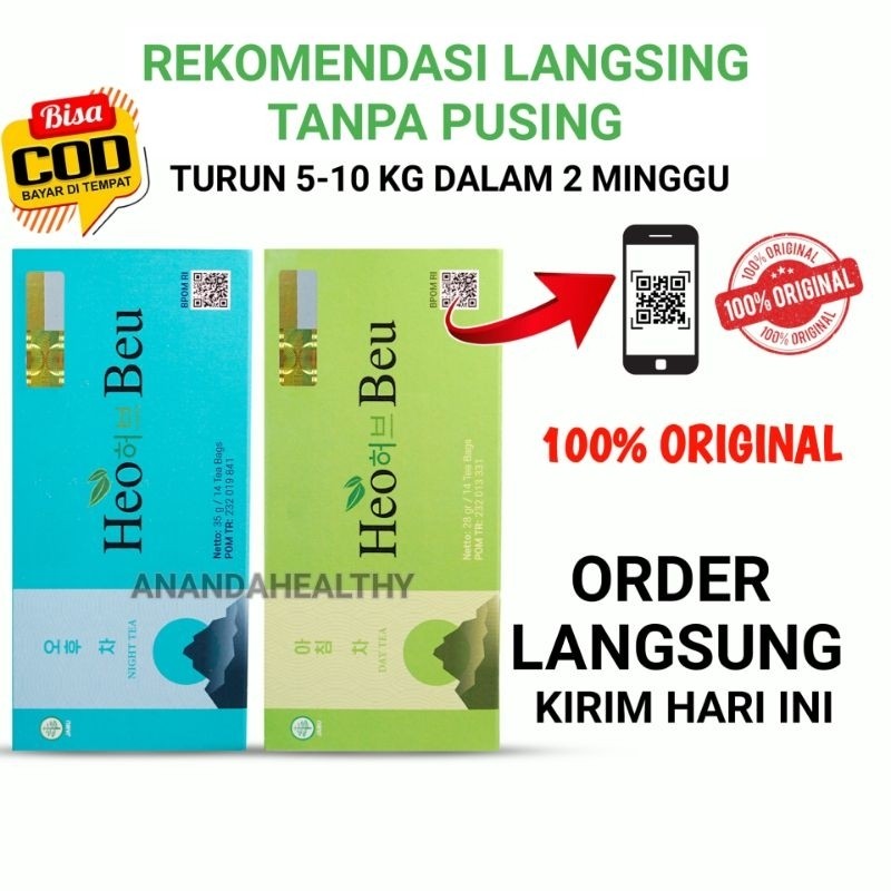 HeoBeu 1 Paket Pagi & Malam Teh Heo Beu Original Herbal Korean Tea Heobeu slimming tea Pelangsing Pe