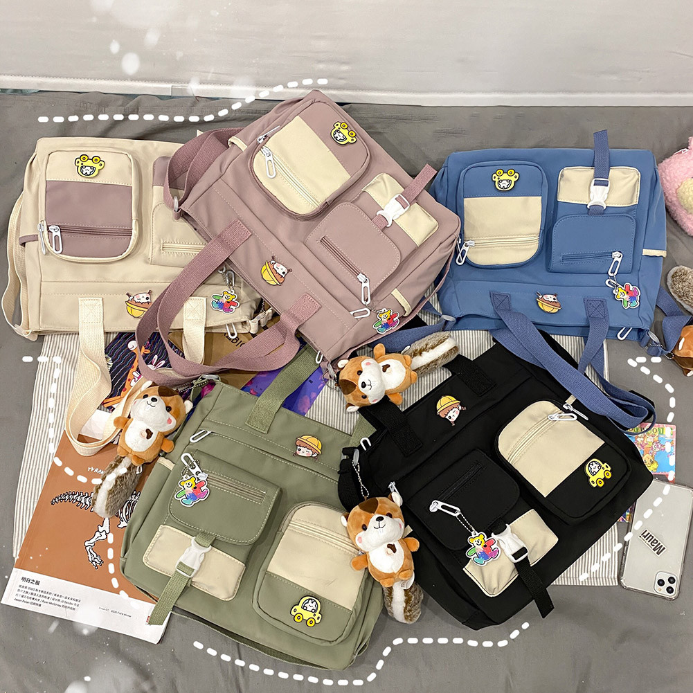 Japanese Harajuku Crossbody Bags For Women High School Girls Messenger Bag Patchwork Handbags School