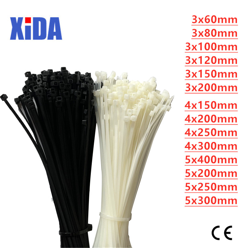 

Self-locking Plastic Nylon Tie 100 PCS White 5X300 Cable Tie Fastening Ring 3X200 Cable Tie Zip Wraps Strap Nylon Cable Tie Set