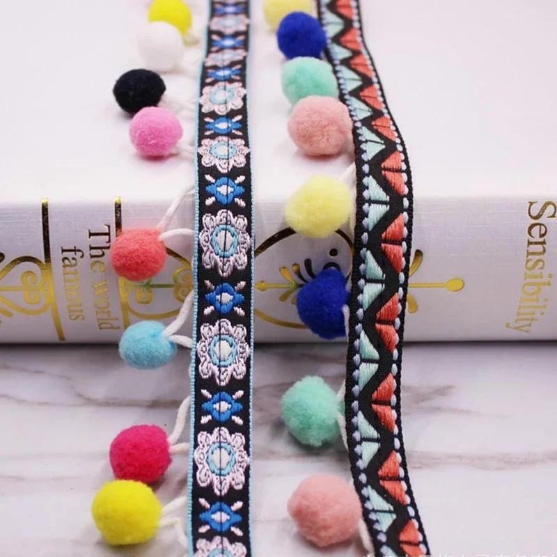 

1Yards Silk Tassel Fringe Trim Lace Ribbon Pompom Embroidery Fabric Pom Pom Sewing Garment Shoes Bag Crafts Clothing Accessories