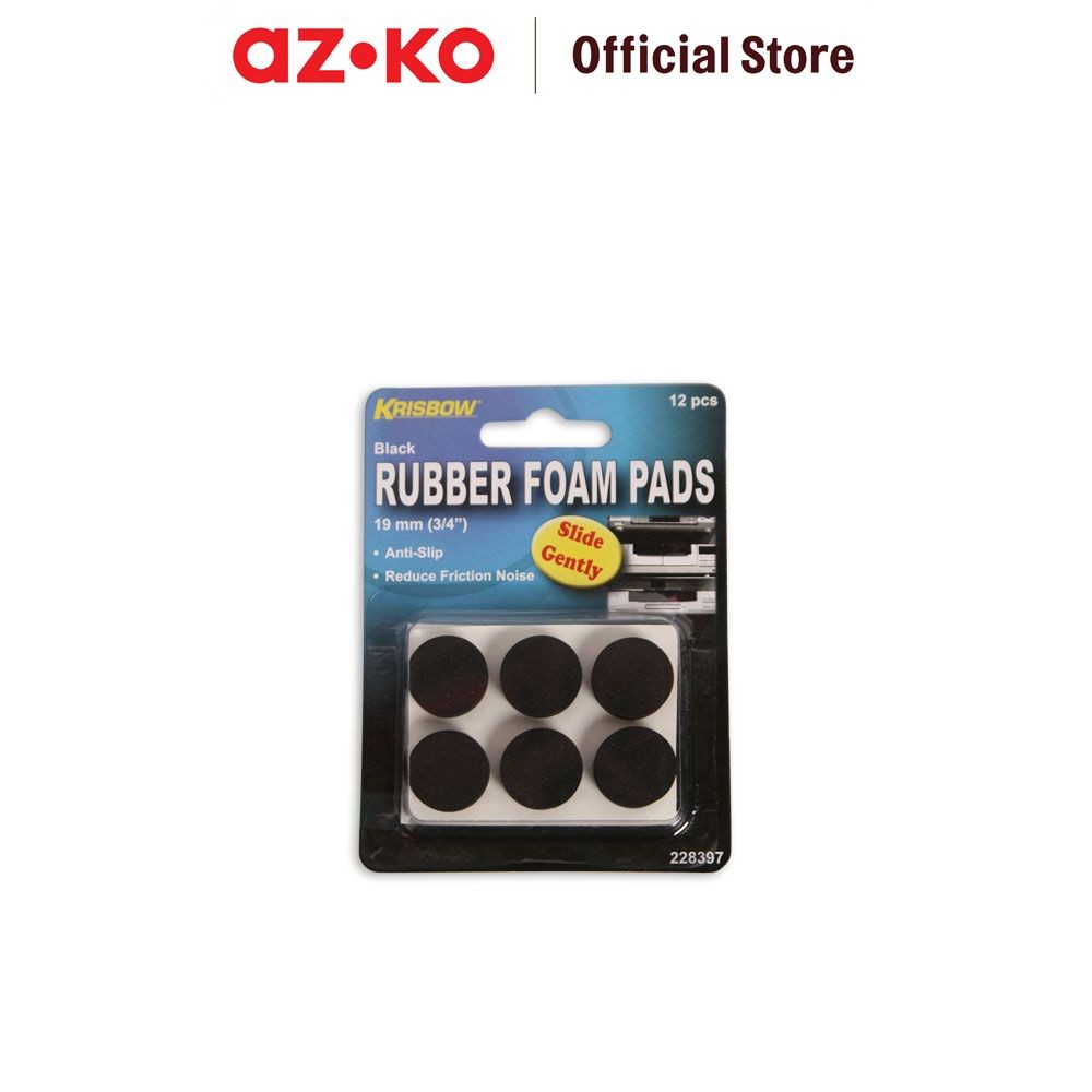 AZKO Krisbow Bantalan Karet Busa 1.9 cm 12 Pcs - Hitam Alas Bumper Kaki Elektronik Furniture Floor P