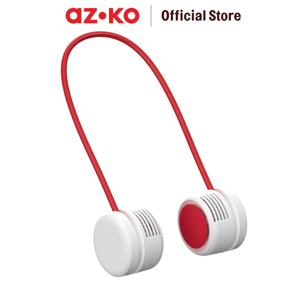 AZKO Apa Kipas Angin Leher Rechargeable 2 In 1 - Merah Portable Neck Fan Kipas Pundak Leher Travel F