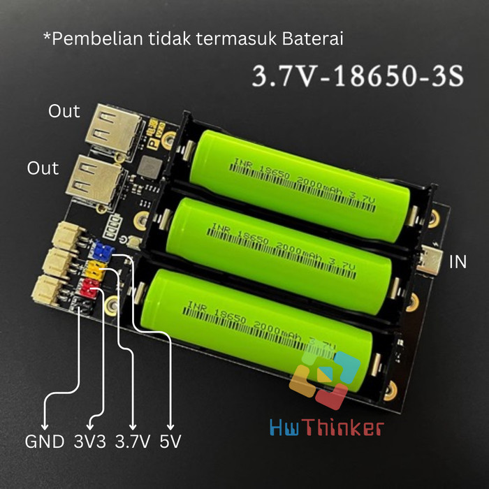 PA99 Modul 3.7V 3S 3Slot 18650 power module (UPS) Baterai Battery Shield for Arduino ESP32 Output 3.