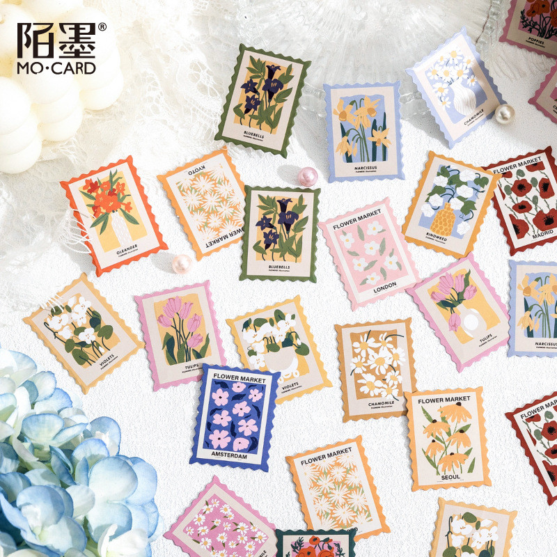 

45 Pcs/pack Stamp Style Flowers Stickers Set For Journal Planner Diy Crafts Scrapbooking Embelishment Diary