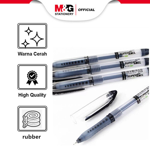 

M&G Stick Gel Pulpen rubber Pen 0.38mm Pena Tinta Hitam refill