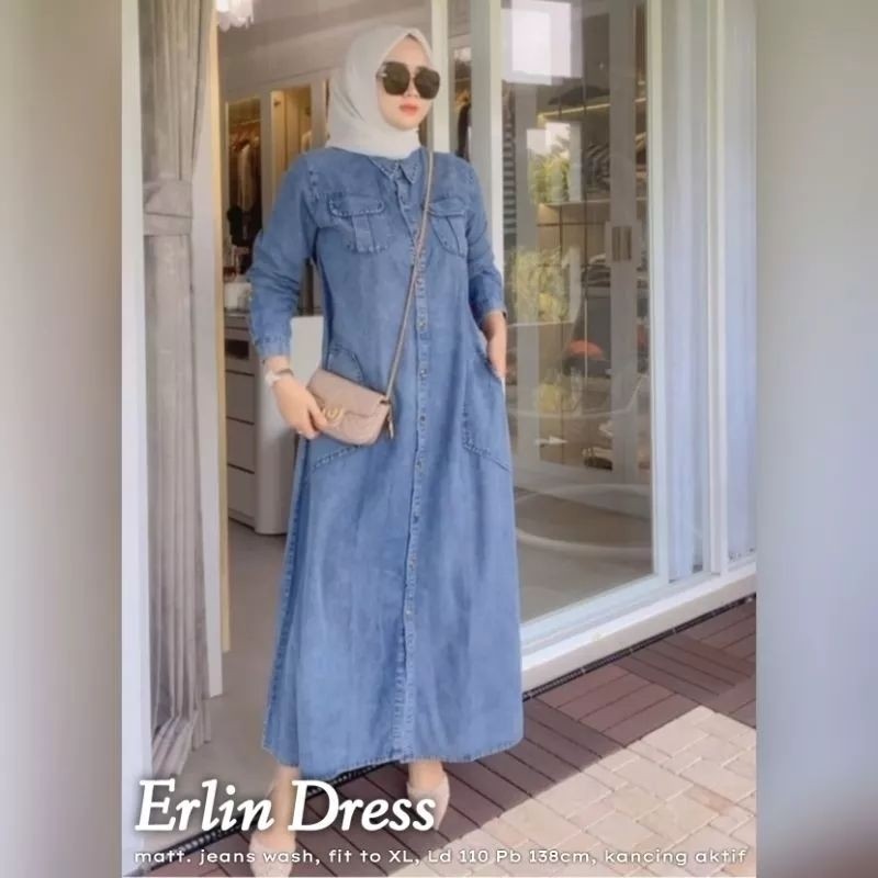 jy99pw Gamis Jeans Kekinian 2023 // Gamis Denim Wanita Menyusui // Cod