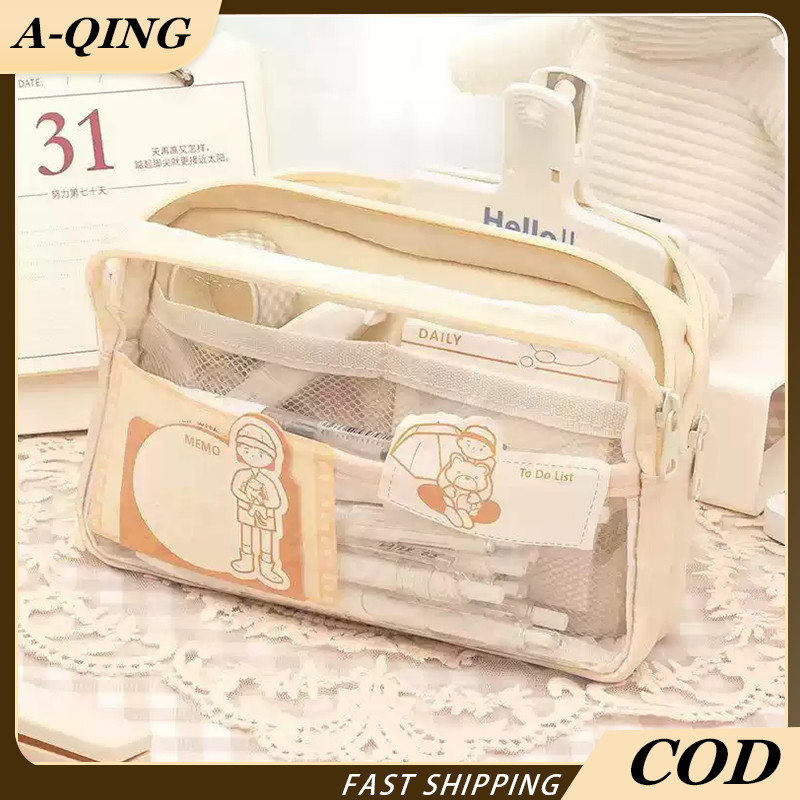 

KOTAK PENCIL ANAK / KOTAK PENSIL TRANSPARAN / Aesthetic Pencil Case Large Tempat Pensil Pen Pouch Lucu Stationery Organizer