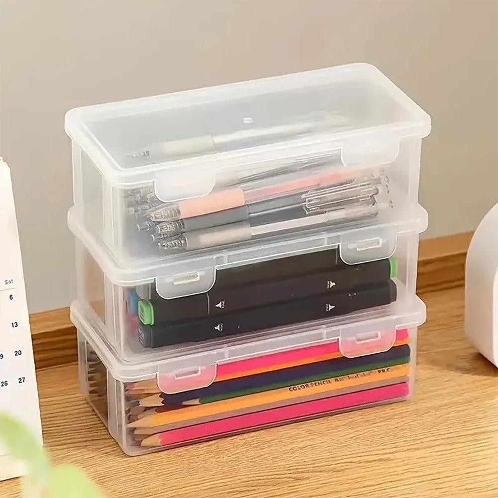 

1Pcs Transparent Pencil Case Sketch Plastic Pencil Storage Case Art Student Pencil Case Large Capacity Toolbox School Supplies
