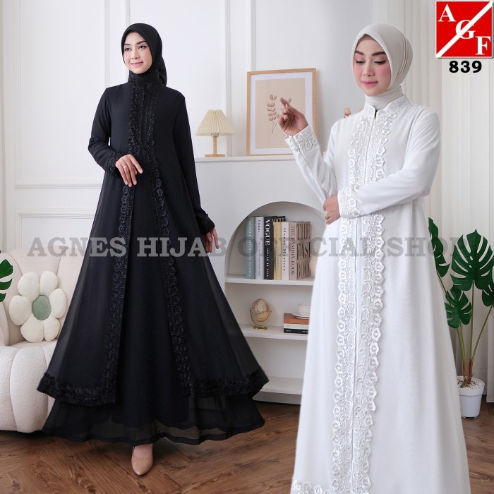 Busana Muslim Wanita Modern Modis Trendy Bahan Berkualitas Bagus /AGNES Baju Gamis Putih Wanita Bruk