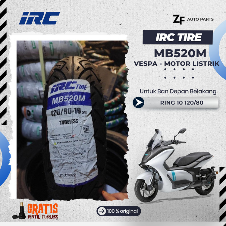 BAN MOTOR VESPA IRC MB520 Ring 10 120/80 TUBELESS Piagio Vespa