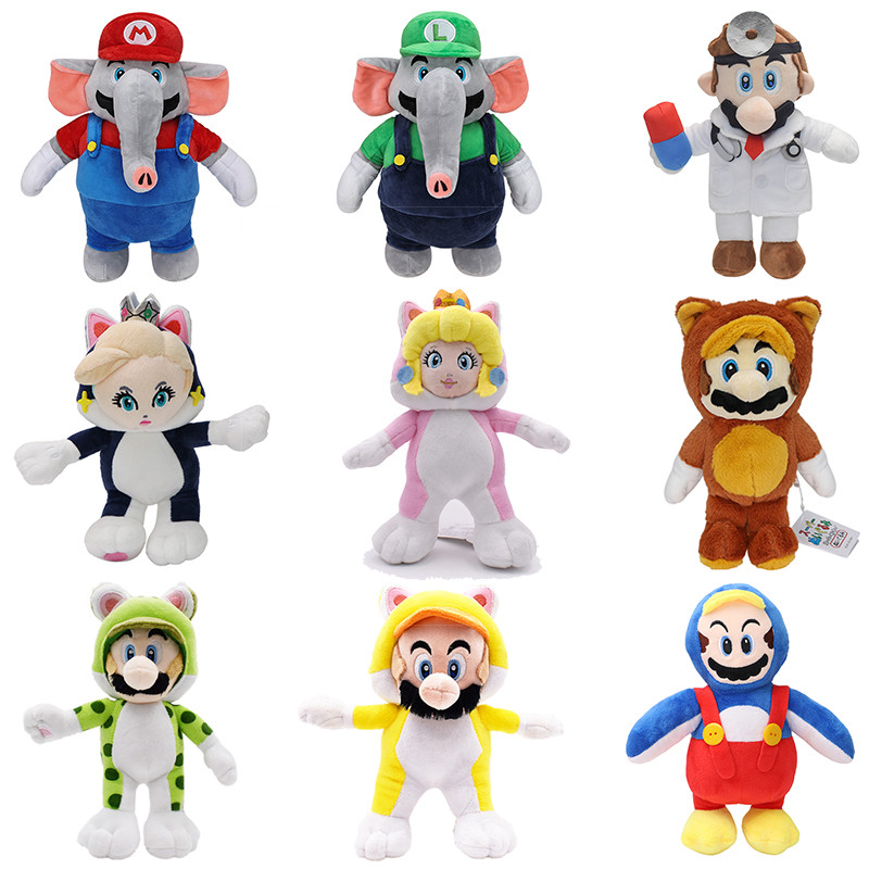 Mario Luigi Princess Peach Rosalina Plush Toys Cosplay Elephant Cat Mario Bros Cos Bear Penguin Pelu