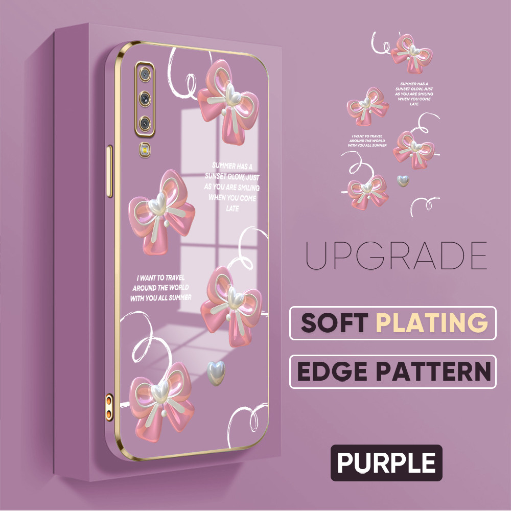 Casing Dasi Kupu-Kupu Untuk For Compitable With Samsung A7 2018 A750 (Lanyard Gratis) Butterfly Bow 