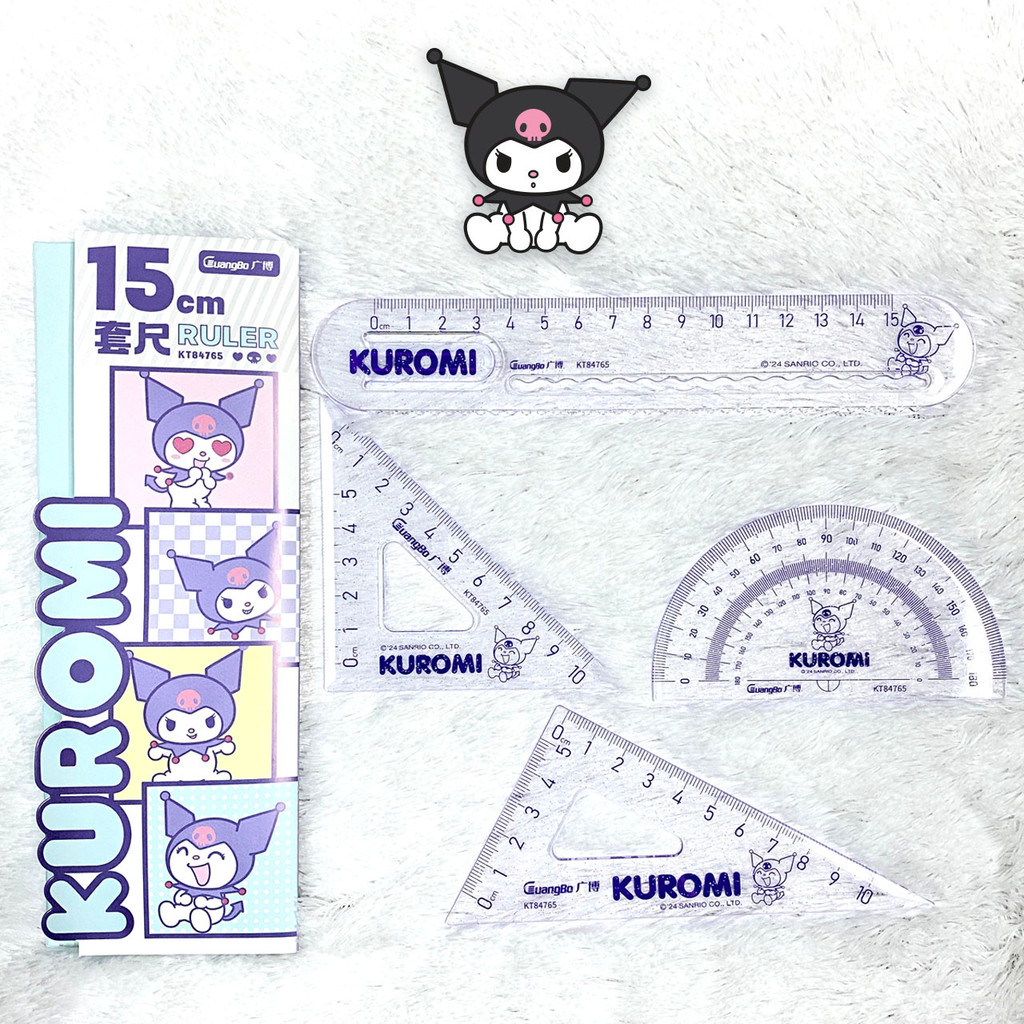 

Penggaris plastik karakter Kuromi dan Cinnamoroll 1 set