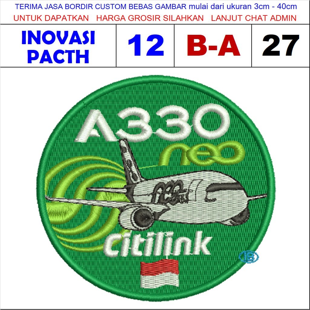 PATCH BORDIR LOGO B-A27 A330 NEO CITILINK - INOVASI PATCH TESTIMONI