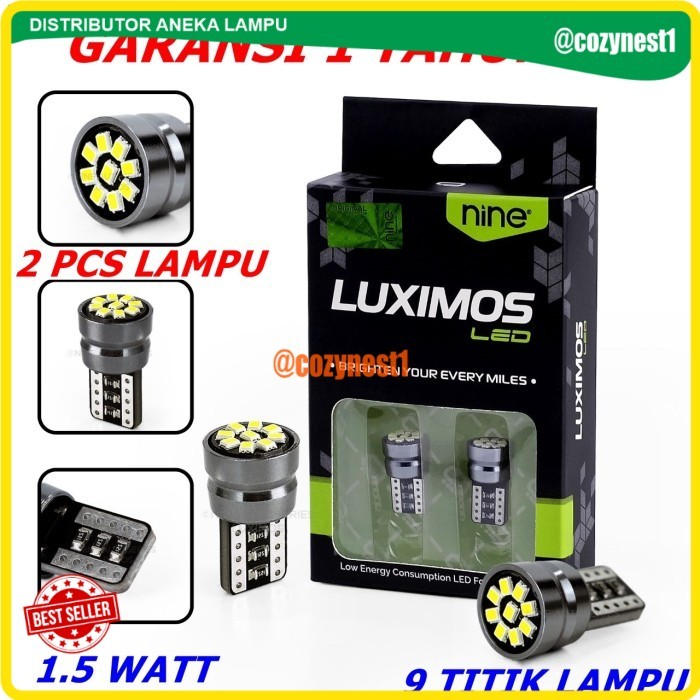 LAMPU LED T10 9 TITIK 9NINE LUXIMOS SB5 SEIN SENJA SPEEDOMETER - Ungu