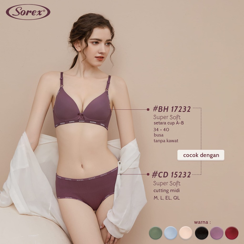 BRA SET SOREX Dengan CD Sorex Soft Tanpa Kawat (Bra + CD)