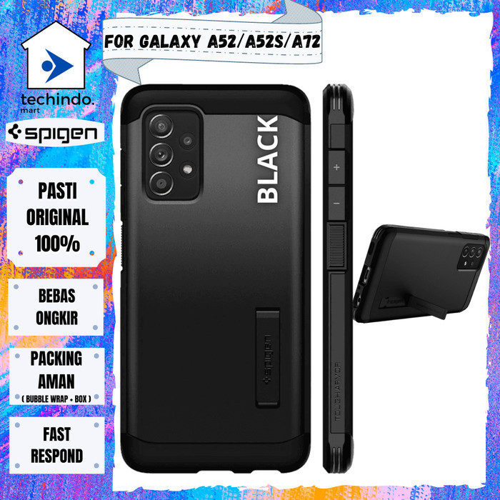 Case Samsung Galaxy A52 / A72 Spigen Tough Armor Stand Casing - black, A52