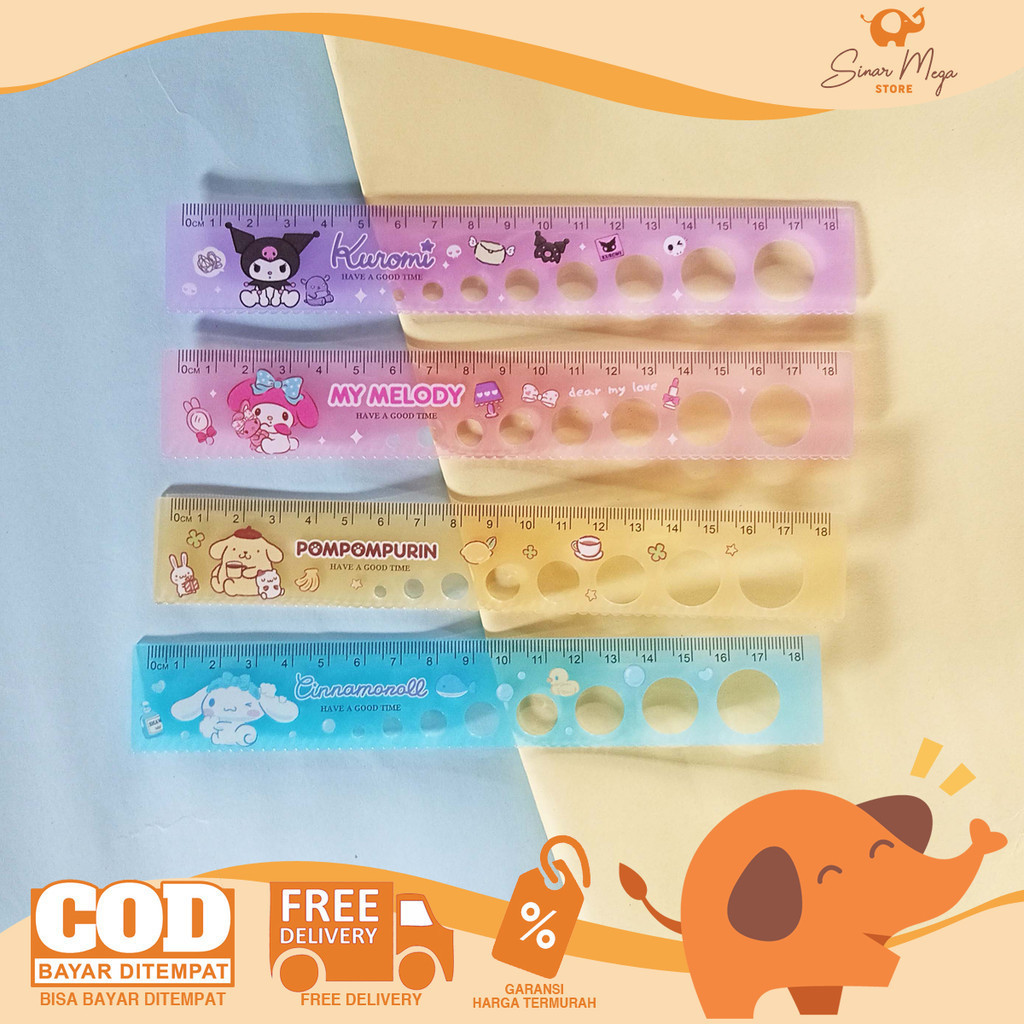 

Fancy Penggaris Plastik Karakter Sanrio 918 RANDOM 18cm Garisan Alat Ukur Murah