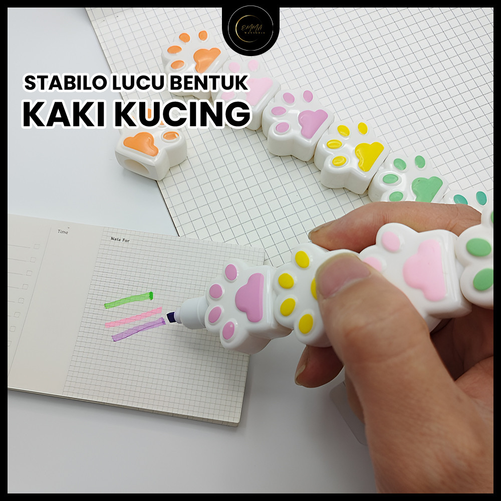 

MS Stabilo Lucu Set 5 Pcs + 1 Pcs Tutup Bentuk Kaki Kucing Highlighter