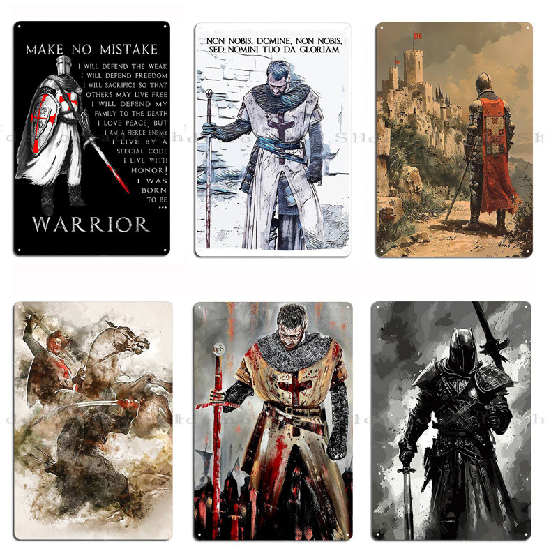 Templar Knight Motto The Crusader Metal Sign Vintage Knight Templar Tin Posters Home Abstract Warrio