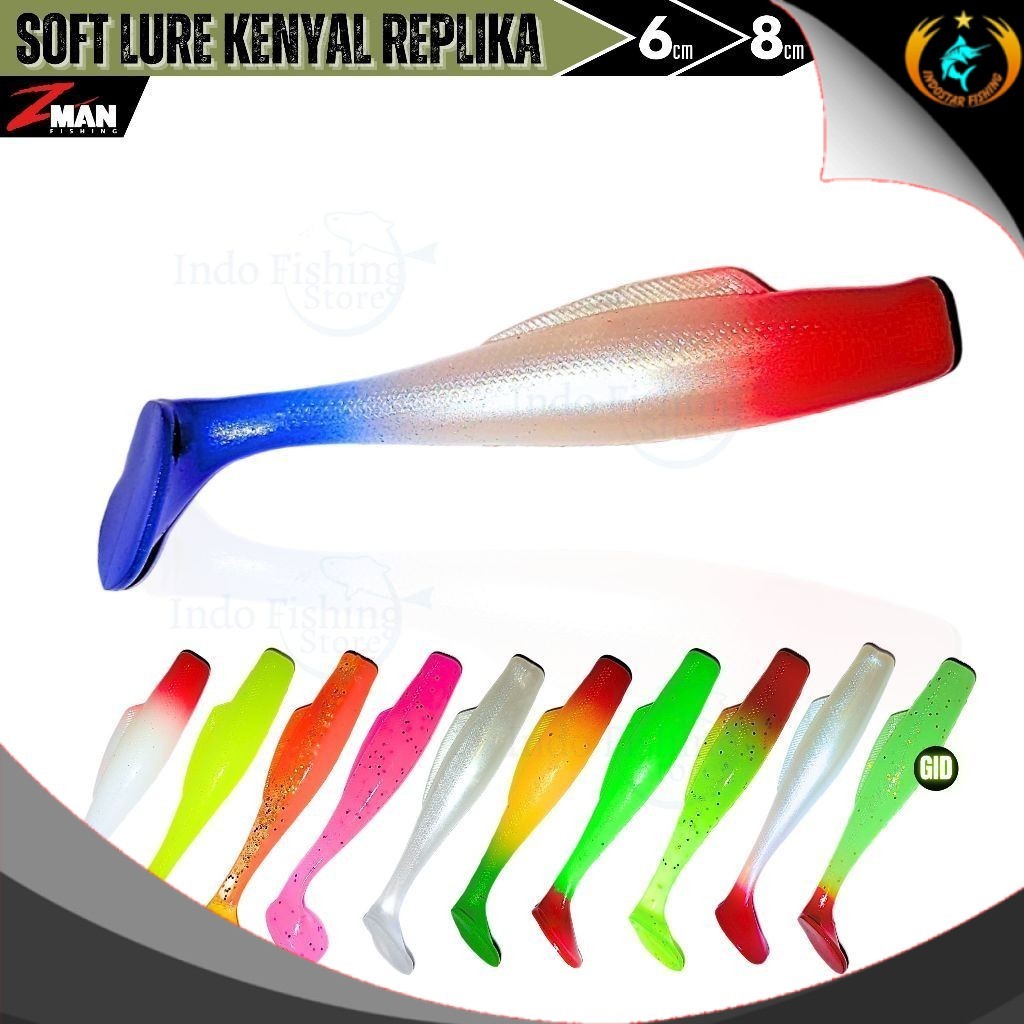Umpan Pancing Soft Lure Kenyal Replika ZMan 6cm 8cm  dan  - Pelangi