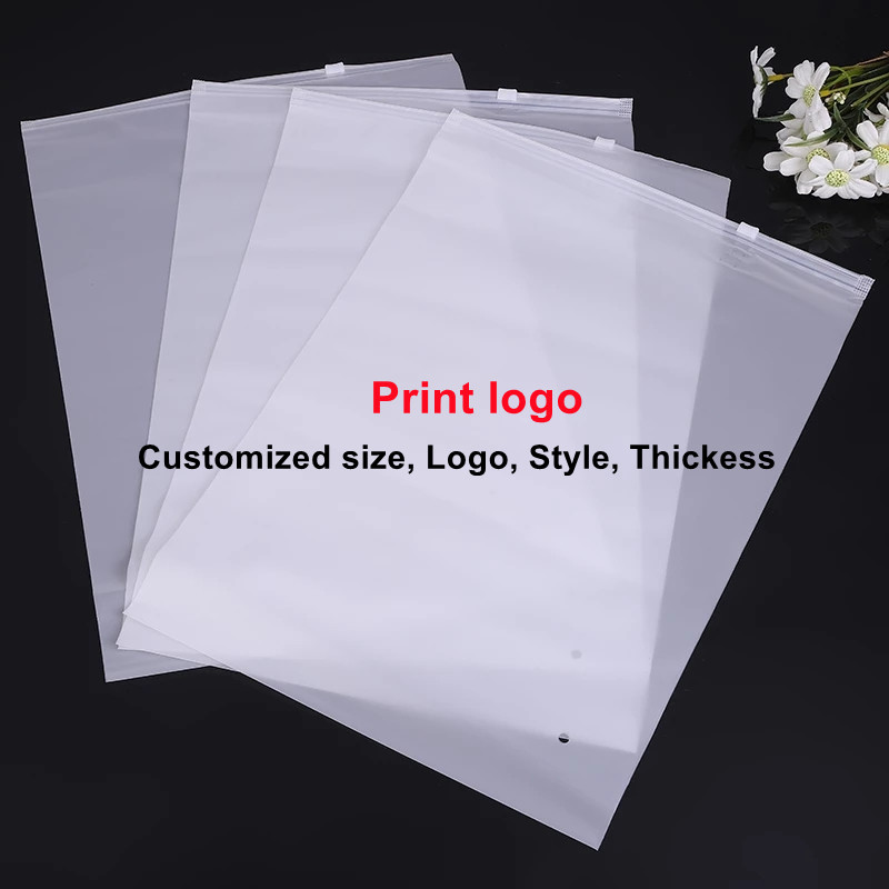 StoBag Customized Size Logo Style Thickess Frosted Clear Plastic Package Cloth Travel Storage Bag Cu