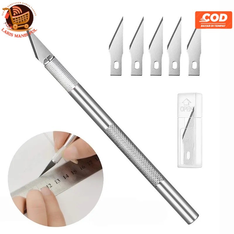 

LMP Pisau Ukir Seni Pisau Bonsai Pisau Sayat Hobby Crafting Art Knife Metal Handle Blade Pen Cutter Set Mata dan Gagang