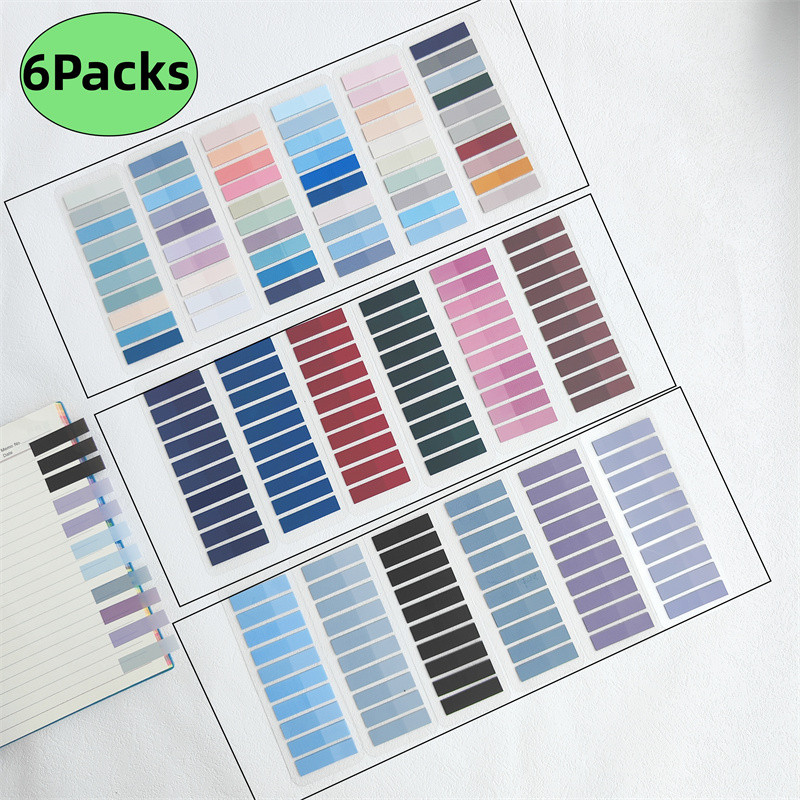 

6 Packs 1200 Sheets Transparent Sticky Notes Self-Adhesive For Annotation Books Clear Notepads Memo Bookmarks Pad Tabs