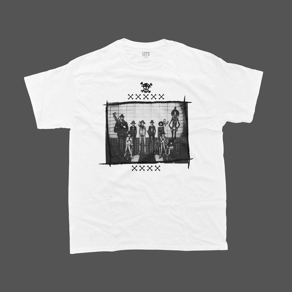 ONE PIECE X UNIQLO UT ARCHIVE MONKEY D. LUFFY BAJU ANIME STREETWEAR BAJU HITAM PUTIH COTTON COMBED T