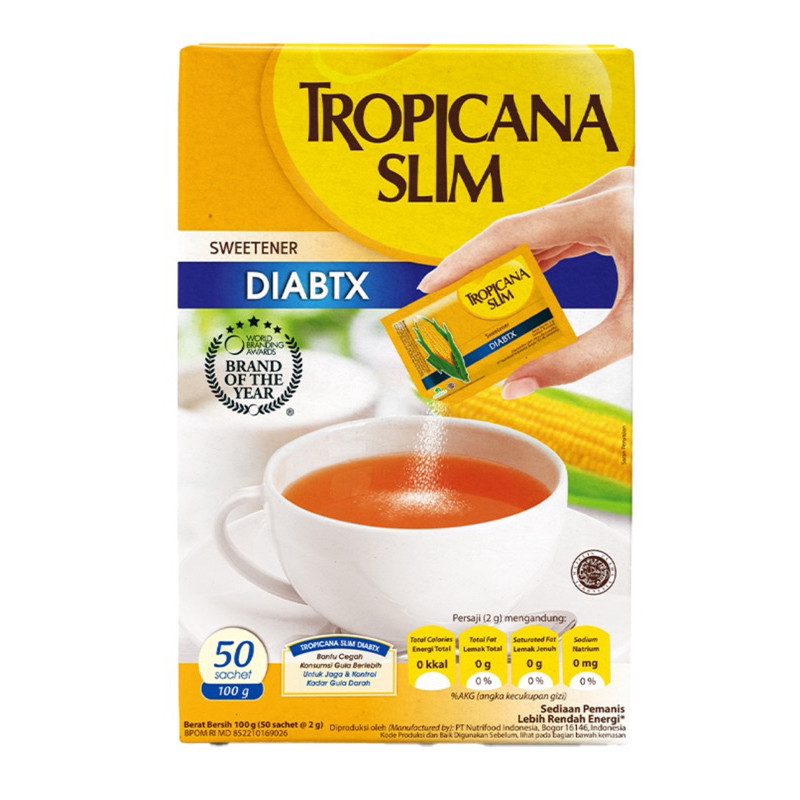 

TROPICANA SLIM DIABTX Pemanis Nol Kalori 50 x 2 g 100x2g rendah kalori