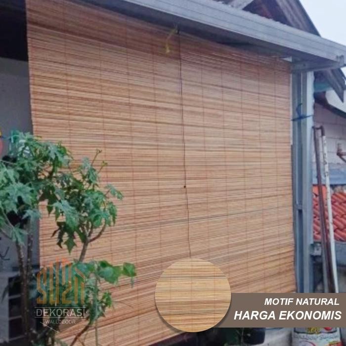 Tirai Bambu 2x2m anti tampias Kerai dan Gulungan. BERHADIAH suvenir - POLOS, 2x2m