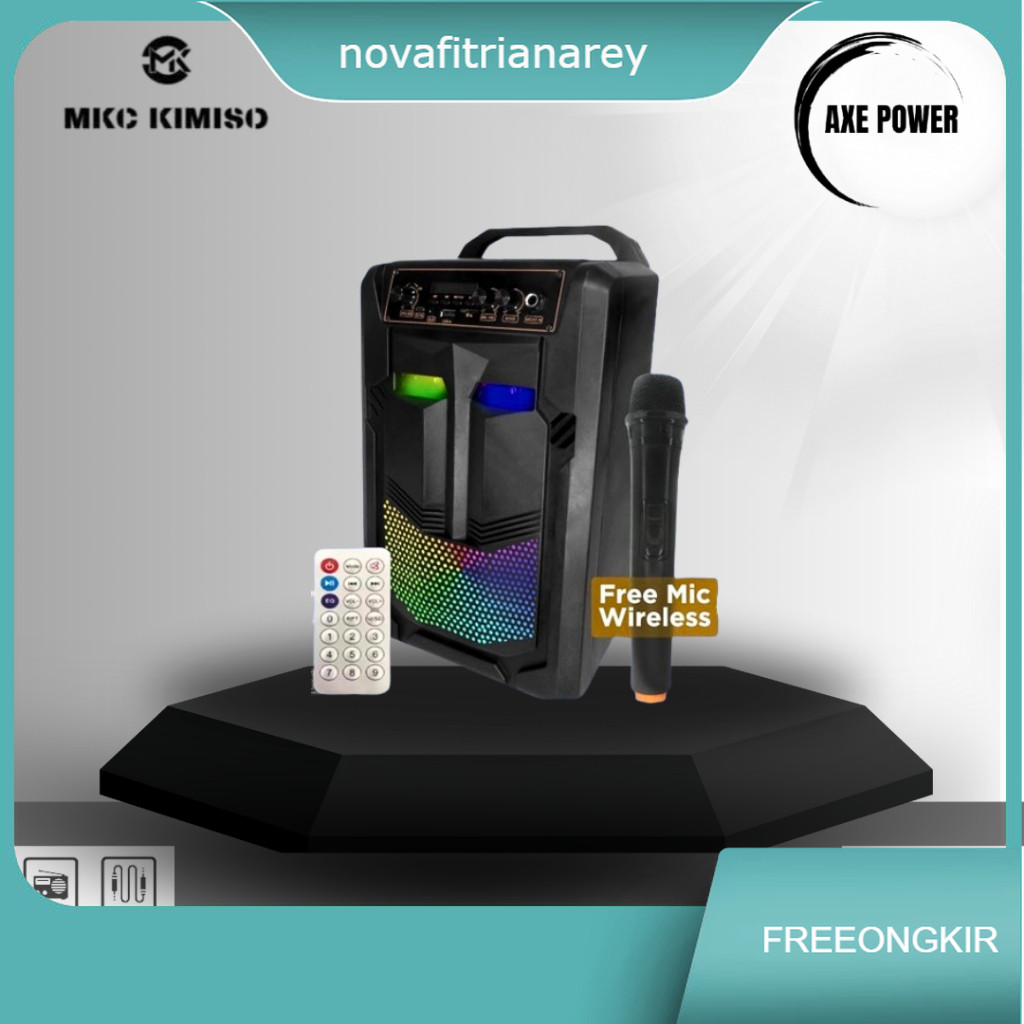 Speaker Salon Bluetooth Portable Microphone Karaoke Recharge Suara Bass -889