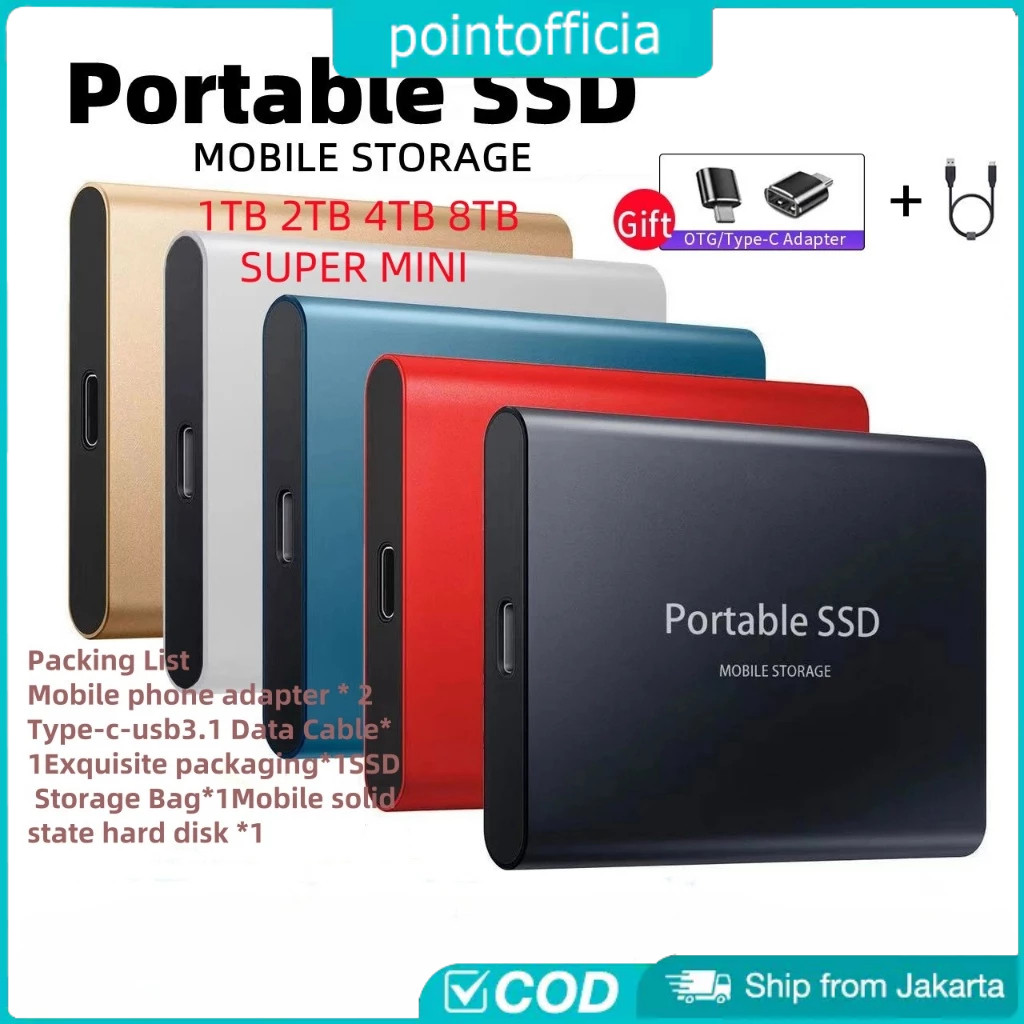 【COD】Hardisk Eksternal Portable SSD External hard drives 1TB 2TB 4TB 8TB Hardisk Eksternal Hard Driv