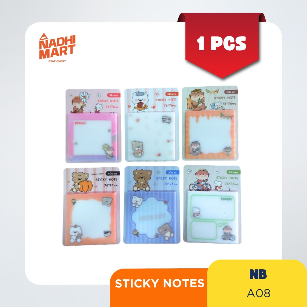 

STICKY NOTES A08 76X76MM STICKY NOTES LUCU TRANSPARAN MEMO TEMPEL ISI 50PCS