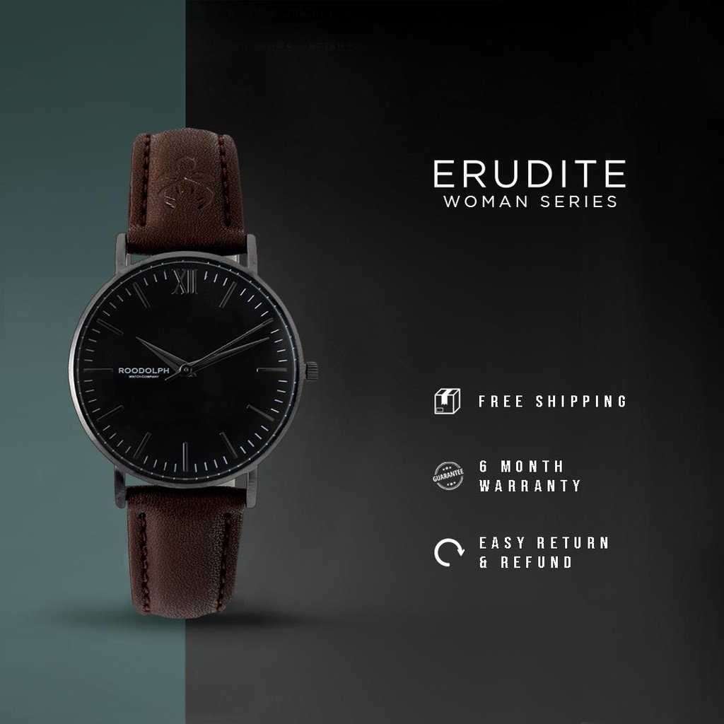 Roodolph Watch - Erudite Brown Black 32mm | Jam Tangan Analog Wanita