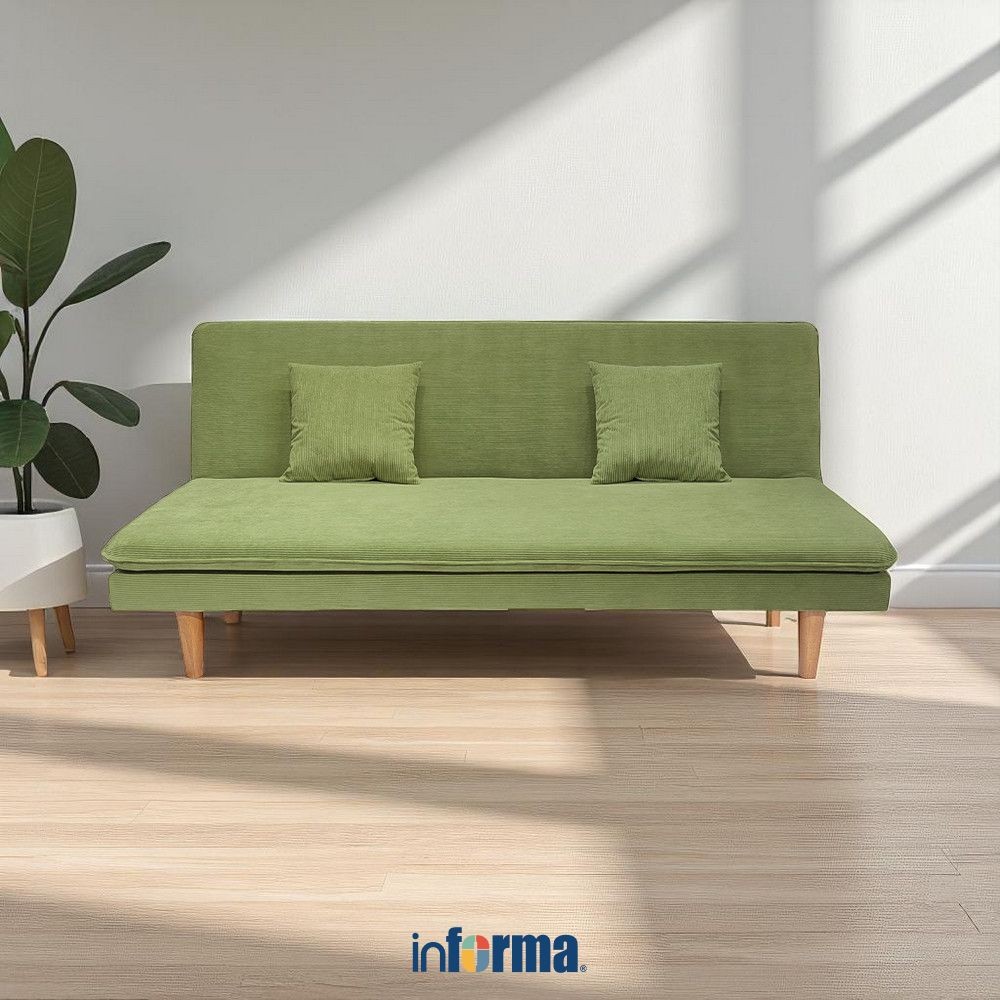 Informa Vienna Sofa Bed Fabric Corduroy - Hijau Tempat Duduk Multifungsi Sofa Tidur 2In1 Kursi Santa
